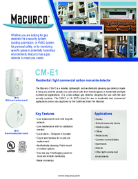 Thumbnail of document Data Sheet - CM-E1 Carbon Monoxide Gas Detector